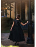 Black Sequin Tulle Flower Girl Dress